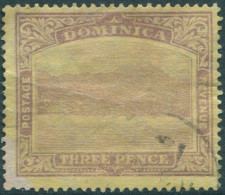 Dominica 1908 SG51 3d Purple/yellow KGV Roseau Mult Crown CA Wmk FU (amd) - Dominique (1978-...)