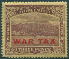 Dominica 1918 SG58 3d Purple/yellow KGV Roseau WAR TAX Red #2 MNH (amd) - Dominica (1978-...)