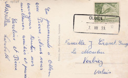 OLLON, Cachet De Remplacement Sur Carte Postale Ollon, Bureau De Poste Kiosque / Aushilfstempel Auf AK Ollon. Postbureau - Marcofilie