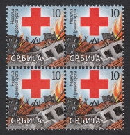 Serbia 2024 Red Cross Croix Rouge Rotes Kreuz, Tax, Charity, Surcharge, Block Of 4 MNH - Servië