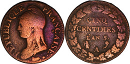 FRANCE - An 5 (1796) - CINQ CENTIMES Dupré - Paris (A) - 19-265 - 1795-1799 Directorio