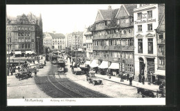 AK Hamburg, Messberg Mit Klingberg Und Strassenbahnen  - Tram