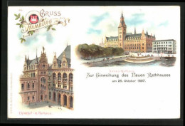 Lithographie Hamburg, Einweihung Neues Rathaus Am 26. Oktober 1897, Ehrenhof Im Rathaus  - Mitte