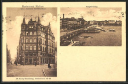 AK Hamburg-St.Georg, Restaurant Rieken, Inh. Richard Perwitzschky, Jungfernstieg-Panorama  - Mitte