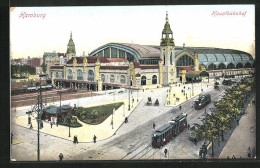 AK Hamburg-St.Georg, Strassenbahnverkehr Vor Dem Hauptbahnhof  - Mitte