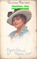 R450428 Birthday Greetings. Dainty Lips And Roguish Eyes. C. W. Faulkner. Series - Monde