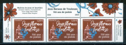 FR 2024-  Haut Titré Illustré "  JEUX FLORAUX DE TOULOUSE  " 1 Bande 3ex à 1.29 €  - Neuf** - Nuovi