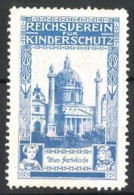 Reklamemarke Wien, Blick Auf Die Karlskirche, Reichsverein Für Kinderschutz  - Erinnophilie