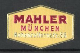 Präge-Reklamemarke Mahler, Hohenzollernstr. 56, München  - Vignetten (Erinnophilie)