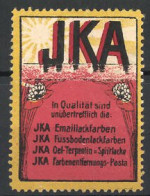 Reklamemarke JKA Emaille- Und Fussbodenlackfarben Sind In Qualität Unübertroffen  - Erinnofilie