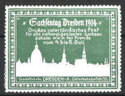 Präge-Reklamemarke Dresden, Sachsentag 1914, Stadtsilhouette  - Vignetten (Erinnophilie)