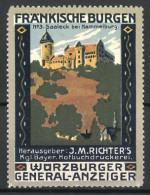 Reklamemarke Saaleck, Burgansicht, Serie: Fränkische Burgen, No.3, Hofbuchdruckerei J. M. Richter  - Vignetten (Erinnophilie)