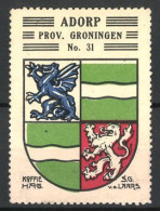 Reklamemarke Adorp, Prov. Groningen, Stadtwappen  - Erinnofilie