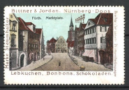 Reklamemarke Fürth, Marktplatz, Lebkuchen & Bonbons Der Firma Bittner & Jordan  - Cinderellas