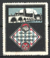 Reklamemarke 1a Raffinade Bayerische Zuckerfabrik Regensburg, Stadtansicht Mit Brücke  - Erinnophilie