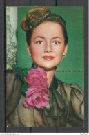 Actress Movie Star Olivia De Havilland Printed In USA, Beverly Hills Movie Candid Color Card, Unused - Acteurs