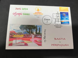 16-5-2024 (5 Z 17) Paris Olympic Games 2024 - Torch Relay (Etape 7) In Perpignan (15-5-2024) With OLYMPIC Stamp - Zomer 2024: Parijs