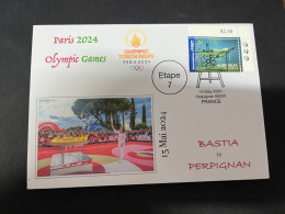 16-5-2024 (5 Z 17) Paris Olympic Games 2024 - Torch Relay (Etape 7) In Perpignan (15-5-2024) With OZ Stamp - Zomer 2024: Parijs