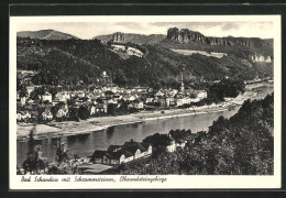 AK Bad Schandau, Ortsansicht Mit Schrammsteinen Im Elbsandsteingebirge  - Bad Schandau