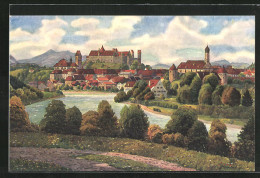 Künstler-AK Füssen Am Lech, Generalansicht Mit Dem Schloss  - Fuessen