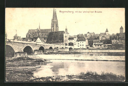 AK Regensburg, Blick Zum Münster Und Zur Steinernen Brücke  - Regensburg