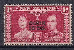 Cook Islands 1937 KGV1 1d Coronation NZ Ovpt MM SG 124 ( F1339 ) - Cookinseln