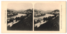 Stereo-Fotografie Lichtdruck Bedrich Koci, Prag, Ansicht Salzburg, Partie An Der Salzach  - Photos Stéréoscopiques