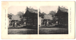 Stereo-Fotografie Lichtdruck Bedrich Koci, Prag, Ansicht Kobe / Japan, Skupina Chramu  - Stereoscopic