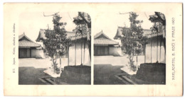 Stereo-Fotografie Lichtdruck Bedrich Koci, Prag, Ansicht Kioto / Japan, Studna U Chramu  - Photos Stéréoscopiques