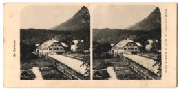 Stereo-Fotografie Lichtdruck Bedrich Koci, Prag, Ansicht Drachenloch, Ortschaft Mit Gehöft  - Photos Stéréoscopiques