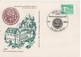 Germany Deutschland DDR 1983 Romanische Basilika St. Nikolai, 750 Jahre Berlin, Berliner Stadtsiegel - Cartes Postales - Oblitérées