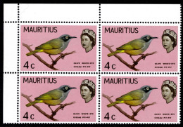 Mauritius 1965 4c With Minor Variety Clipped Bough Block Of 4 Unmounted Mint. - Maurice (1968-...)