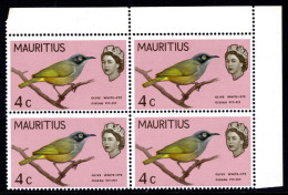 Mauritius 1965 4c With Minor Variety Nicked Branch Block Of 4 Unmounted Mint. - Mauricio (1968-...)