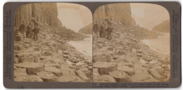 Stereo-Photo Underwood & Underwood, New York, Ansicht Staffa / Schottland, Causeway Felsformation  - Stereoscoop