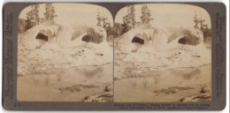 Stereo-Fotografie Underwood & Underwood, New York, Ansicht Yellowstone Park, Geysir Grotto  - Fotos Estereoscópicas