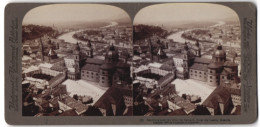 Stereo-Fotografie Underwood & Underwood, New York, Ansicht Salzburg, Stadtansicht Mit Salzach Flusslauf  - Fotos Estereoscópicas