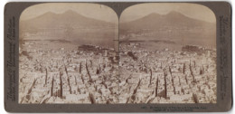 Stereo-Foto Underwood & Underwood, New York, Ansicht Neapel, Blick über Die Stadt Zum Vulkan Vesuv  - Photos Stéréoscopiques