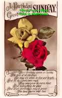 R450969 A Birthday Greeting For Sunday. Yellow And Red Roses. RP - World