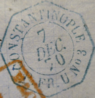 A544 - POSTE MARITIME - PAQUEBOT - LETTRE (LSC) CONSTANTINOPLE 7 DEC 1870 à ST ETIENNE Via MARSEILLE - Correo Marítimo