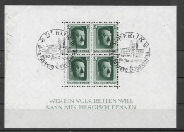 GERMANIA REICH TERZO REICH 1937 48° COMPLEANNO DI ADOLF HITLER  FOGLIETTO  8 USATO VF - Ungebraucht