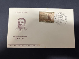 16-5-2024 (5 Z 19) INDIA FDC Cover - 1964 - Asutosh Mookerjee - FDC