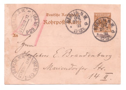 DEUTSCHE REICHPOST // ROHRPOST-KARTE // 1893 - Sonstige & Ohne Zuordnung