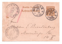 DEUTSCHE REICHPOST // ROHRPOST-KARTE // 1893 - Autres & Non Classés