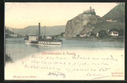 AK Schreckenstein B. Aussig, Ortspartie Mit Burg, Dampfer  - Tschechische Republik