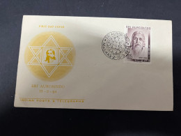 16-5-2024 (5 Z 19) INDIA FDC Cover - 1964 - Sri Aurobindo (Israel ?) - FDC