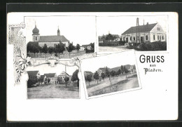 AK Pladen, Gasthaus, Kirche, Ortspartie  - Tschechische Republik