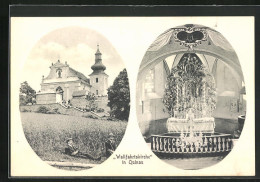 AK Quinau, Wallfahrtskirche, Aussenansicht, Altar  - Tschechische Republik