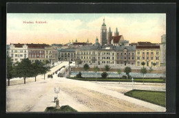 AK Königgrätz / Hradec Kralove, Hauptstrasse Am Fluss, Kirchturm  - Tchéquie