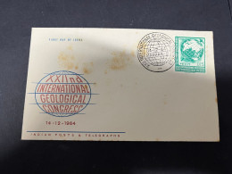 16-5-2024 (5 Z 19) INDIA FDC Cover - 1964 - Geological Congress - FDC