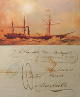 A546 - POSTE MARITIME - PAQUEBOT " LE CAIRE " - LETTRE (LAC) ALEXANDRIE (EGYPTE) 18 JUIN 1852 à MARSEILLE - Maritime Post